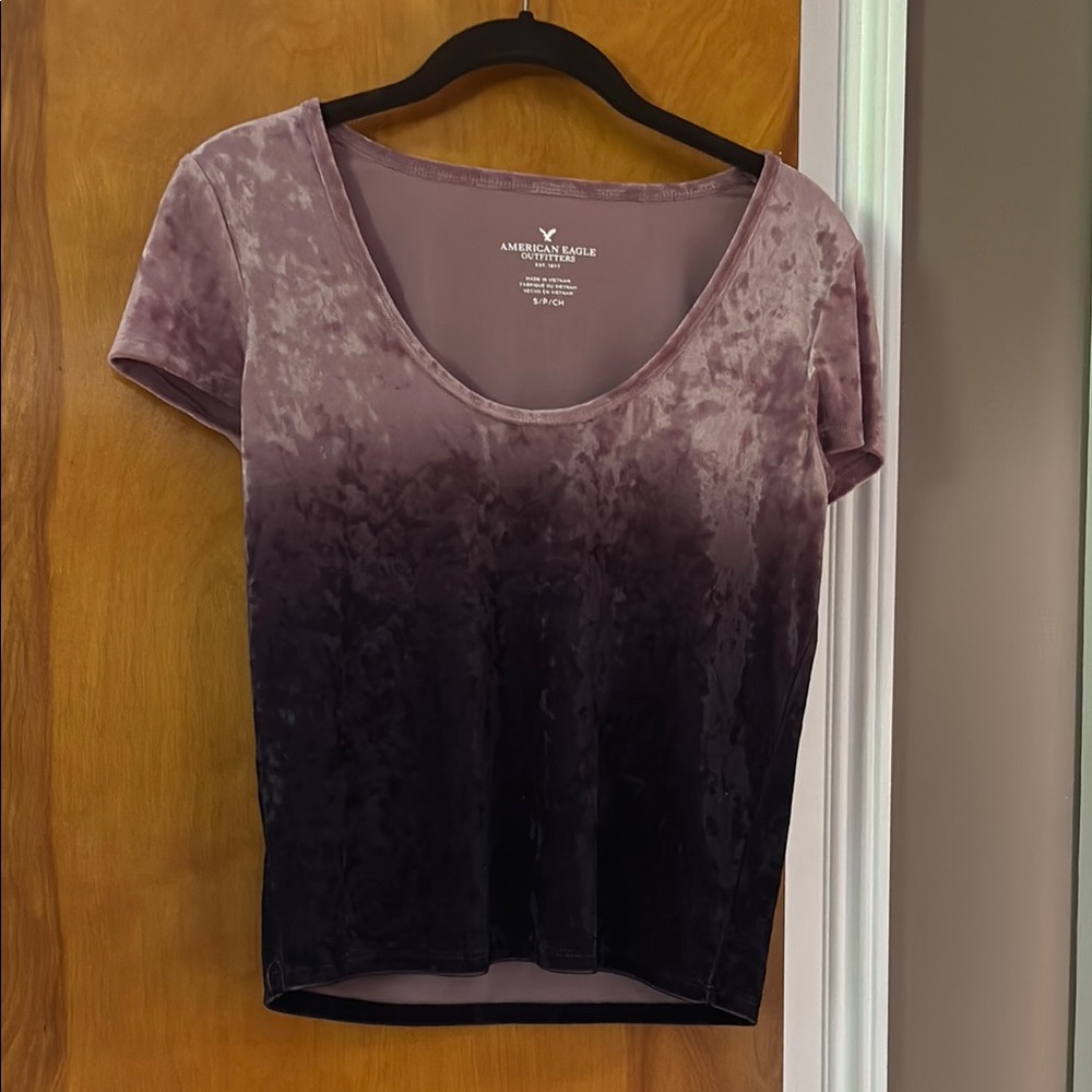 American Eagle Outfitters Purple Fitted Short Sleeve Tee